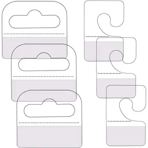 120 count Self Adhesive Plastic Hang Clear Tabs Hooks Display Card for Store Retail Display Slat Wall Hook Hangers, J-Hook & Slot Hole Pegboard Hang Tabs 2 Styles - Multiple Pack