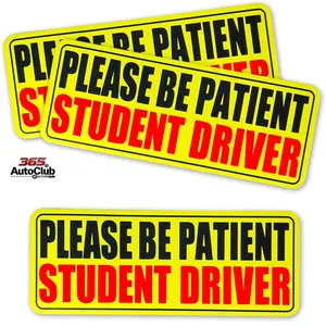 3 Pcs Reusable Magnetic Reflective Student Drive Car Magnet, Please Be Patient Student Driver, New Drivers Sticker, Rookie Driver Bumper Safety Warning Accessories Sticker
