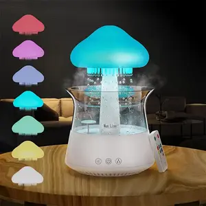 Diffuserlove Cloud Humidifier, raindrop diffuser, essential oil diffuser, humidifier with remote control waterfall light, mushroom humidifier, rain sound white noise humidifier, suitable for bedroom office desk air humidifier