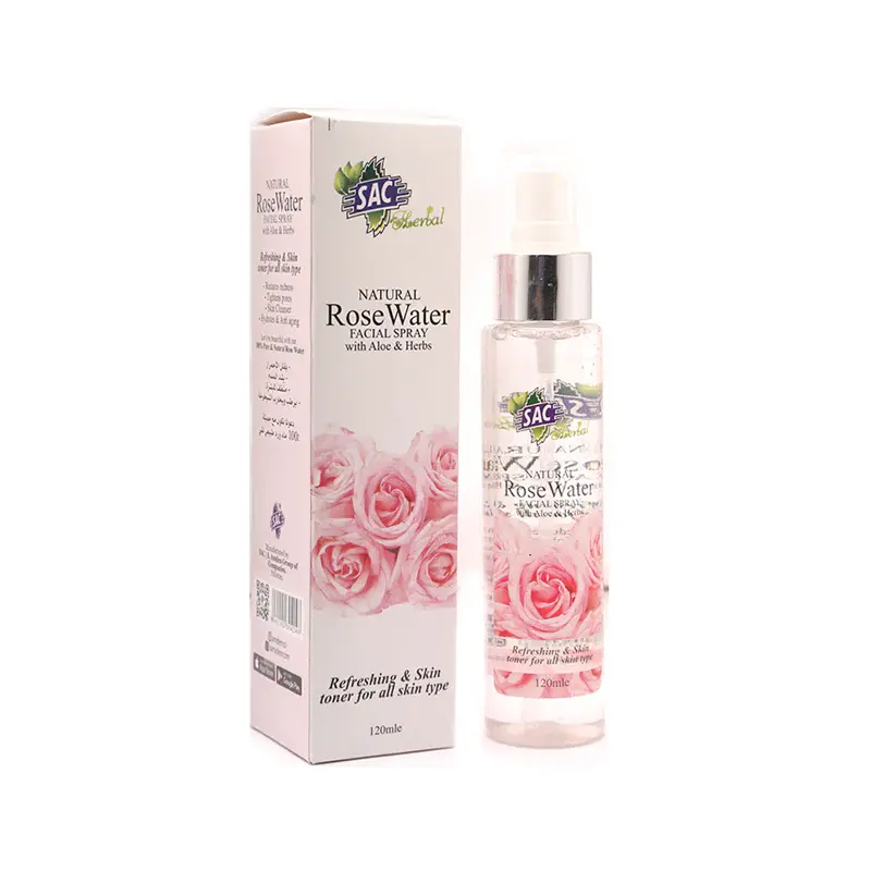 Sac Natural Rosewater Facial Spray with Aloe & Herbs Hydrating Soothing Mist for All Skin Types 120ml Gourmet Valentine's Perfume Daily Elegant Aroma Unisex Eau de Parfum, Herbal, Moisturizers, Lightweight, Moisturizing, Balanced Ph Moisturizers & Mists,,