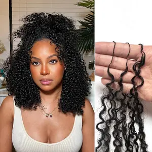 Afro Kinky Curly Knotless Pre-Separated Crochet Hair Extensions Kiny Curly Feather Extensions Afro Kinky Curly Feather Line Hair 100% Human Hair Natural Color 16-22 Inch 60g 120g You Can Choose 240g Full Head Afro Kinky Curly Feather Crochet Braid