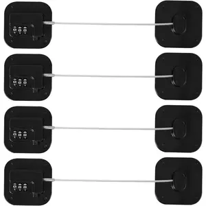 4 Pcs Refrigerator Lock Set,Heavy Duty Combination Lock for Fridge,Cabinets,Window,Drawers,Strong Non-Marking Adhesive,No Drilling Safety Cabinet Lock,Halloween Party Gifts,Hand Tools Kits