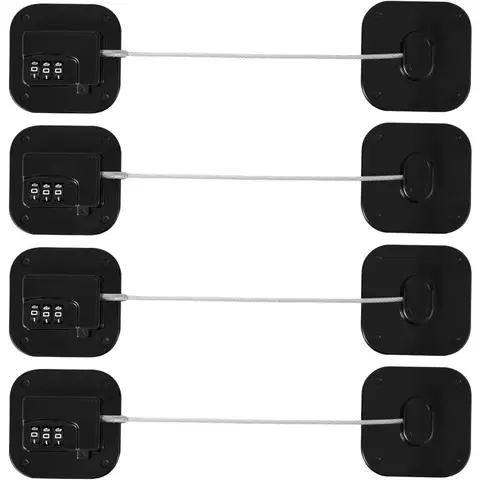 4 Pcs Refrigerator Lock Set,Heavy Duty Combination Lock for Fridge,Cabinets,Window,Drawers,Strong Non-Marking Adhesive,No Drilling Safety Cabinet Lock,Halloween Party Gifts,Hand Tools Kits