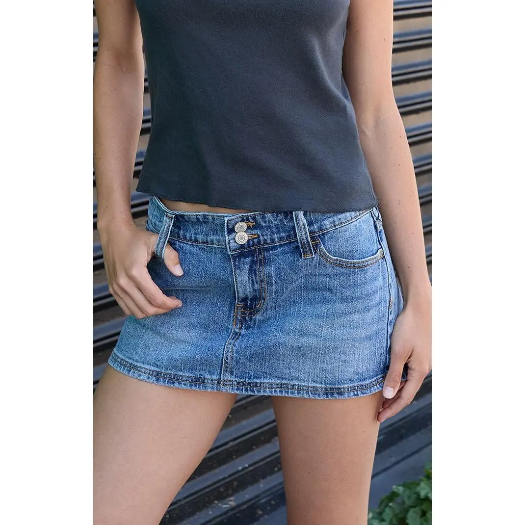 John Galt Women's Medium Blue Low Rise Jean Skirt - Multicolor
