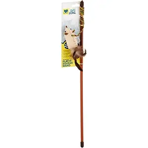 Play-N-Squeak Tether Teaser Wand   with Real  Sound