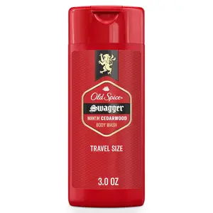 Swagger Body Wash for Men 3X Defense 24/7 Shower Fresh with Cedarwood Scent Travel Size 3 oz Red Collection