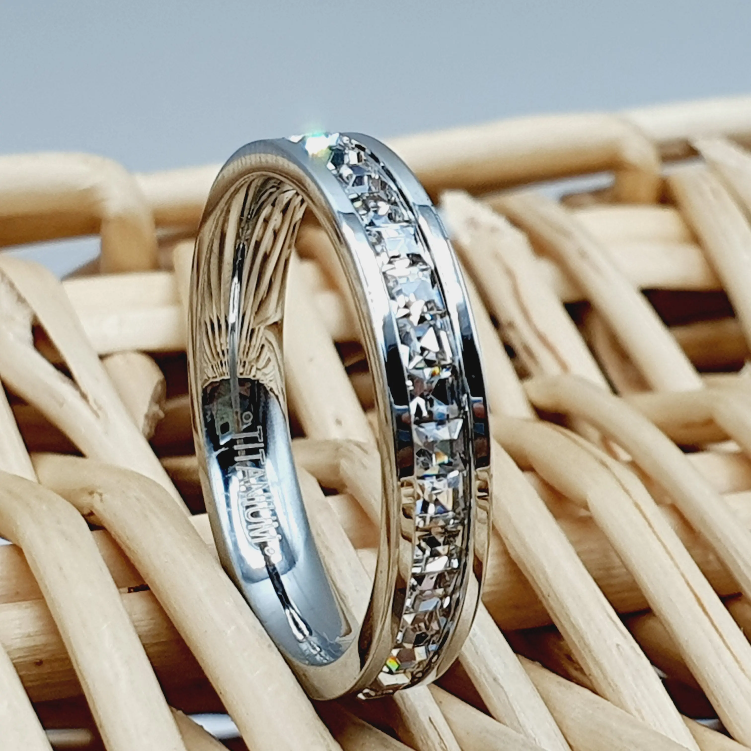 Titanium Wedding Ring with Diamonds - Anniversary, Engagement, and Eternity Band for Women