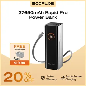 【Exclusive TikTok Gift】ECOFLOW Rapid Pro Power Bank (27650mAh, 300W Max Output, 140W Built-in Cable), 4-Port Portable Charger, TSA-Approved, Up to 320W Recharge, Compatible with MacBook, iPhone 17/16/15, Galaxy, Laptop