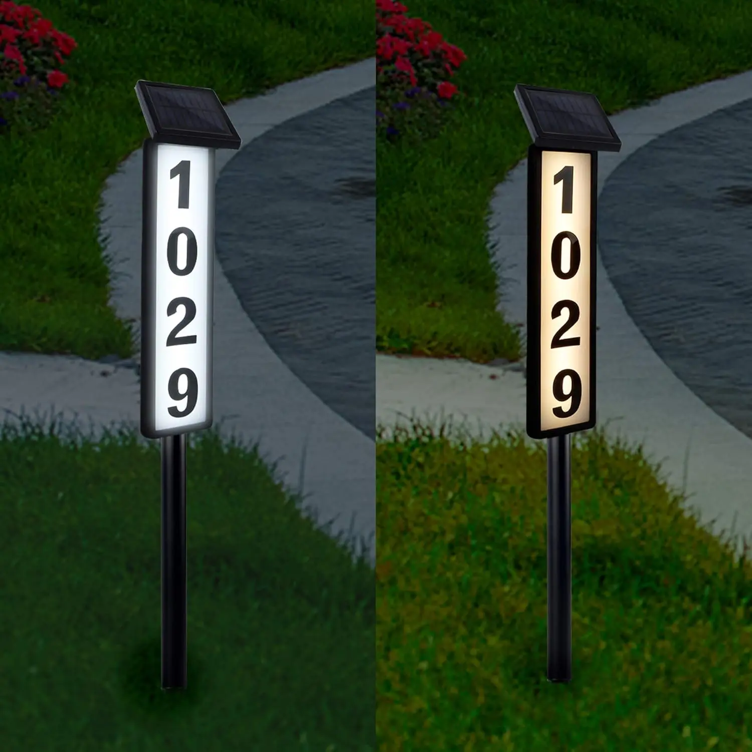 MRIGHT Upgrade Solar Light-Up Home Address Sign, Aluminum-Based Waterproof Outdoor Plaque for Home Decor, Lighted House Number Sign, Aluminum-Based Home Signs