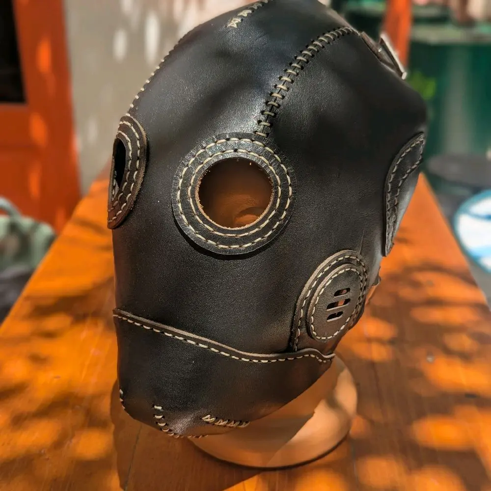 Daredevil Hand Made Leather Mask with Detailed Stitching and Eye Openings for Unique Style