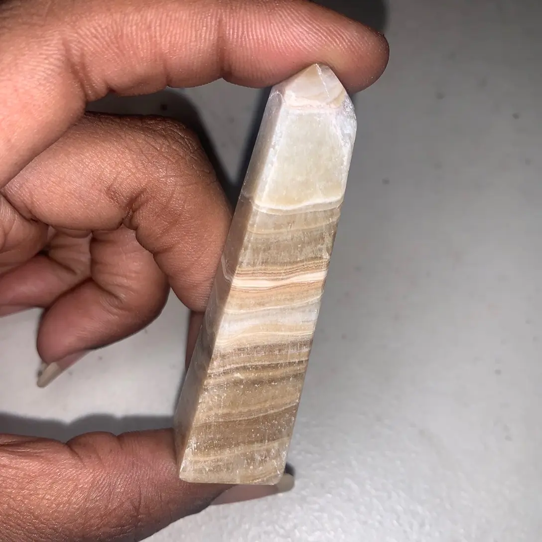 Natural Brown Calcite Crystal Mini Tower Obelisk