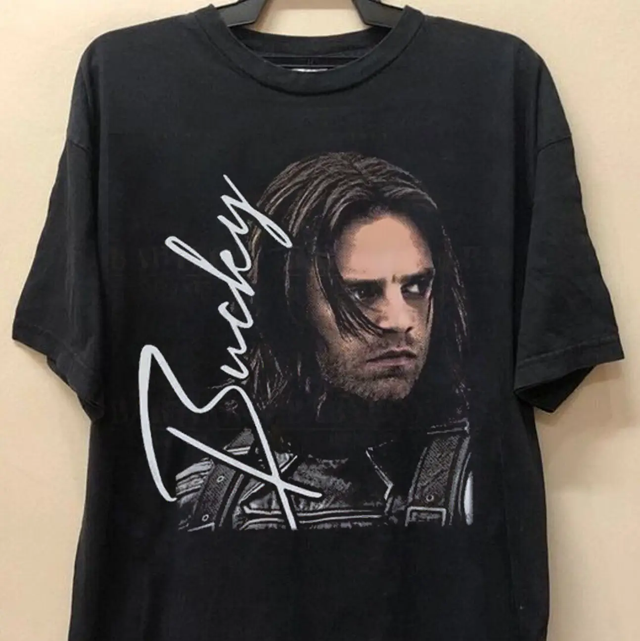 Men's Bucky Barnes Vintage Cotton Tshirt, Casual Baggy Fit Streetwear with Round Neck and Digital Print, Top, Loose, Oversized, Graphic, Basic