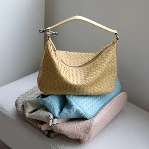 Handwoven Cowhide Dumpling Bag – Genuine Leather Top Handle & Shoulder Bag crossbody