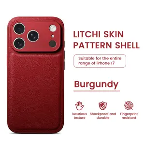 Lychee-Textured PU Leather Phone Case for iPhone 17 Pro Max, 16, 15, 14, 13, 12 comprehensive protection,high-end phone case,designer case,phone back,trending