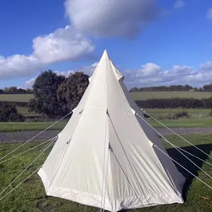 Bell Tent 4 Season 9.85ft Glamping Tent, Hot Tent,Ideal for Family Camping, Hiking,Canvas Tent with Aluminum Pole