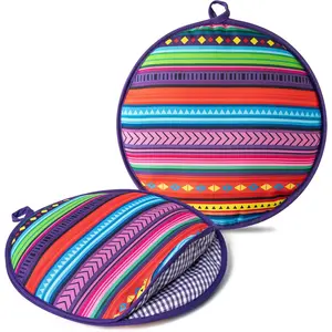 12Inch Totilla Wame Pouch -2Pcs Mexican Fiesta Micowavable Insulated Cloth Pouch fo Totillas, Tacos, Naan & Pizza olls, Coloful Cinco De Mayo Fabic Totilla Keepe Taco Holde Keep  Wam