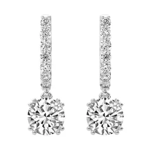 Lab Diamond Dangle Earrings 18Kt White Gold 2 1/2Ct Anaisa Dangling Lab Diamond Earrings F-G Color, VS Diamond, IGI Certified - Friendly Diamonds
