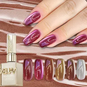 【LIVE】6PCS*15ML Rock Sugar Cat's Eye Gel Super Bright Rock Sugar Cat's Eye 6 Color New Popular Nail Polish Gel Magnetic Gel High-density Magnetic Powder Firm and Long-lasting Bright and Shiny Cat's Eye For Salon Quality Manicure Gifts