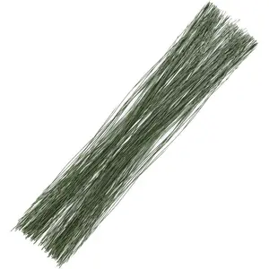 100 Pcs 26 Gauge 14 Inch Green Florist Flower Wire Stems for Crafts, Bouquet Stem Wrapping, Wreath Making, Flower Arrangement Supplies
