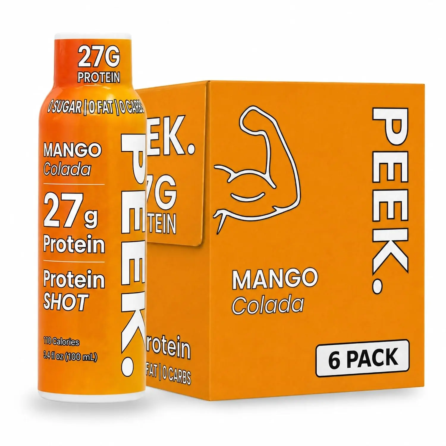 PEEK. Protein Shot 27g Complete Protein, Zero Sugar, Zero Carbs, Zero Fat, 110 Calories, All 9 Essential Amino Acids, Ready to Drink, 3.4 Fl Oz (100ml)