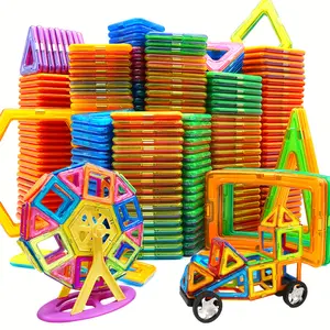 Large Magnetic Building Blocks DIY Toy with Wheels, Stem Magnetic Blocks, Designer Construction Learning Toy for Boys and Girls, Creative Build Birthday Gift, Magnetic Building Set, Magnetic Tiles Stacking