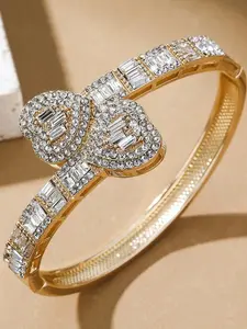 Mother's Day Gift Women's Rhinestone Decorated Heart Shaped Bracelet, Rhinestone Bangle Bracelet, Fashionable Jewelry for Party, Everyday Accessories, Trendy All-match & Exquisite Jewelry for Birthday Gift