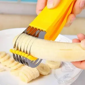 Banana Slicer + stainless steel fruit and vegetable salad peeler cutter kitchen tools for grapes strawberry Utensils