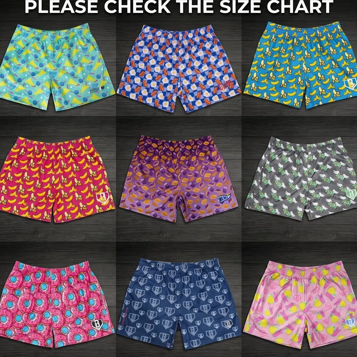 B.a.s.eb.a.ll Shorts– Breathable Sports Apparel, Streetwear & Athletic Gym Shorts: Breakfast Bacon & Eggs, Cartoon Bananas, Flying Cash, Clouds & Roses, Tropical Floral Pack