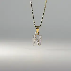 14K Gold Cubic Zirconia Letter N Pendant | A-Z Pendants