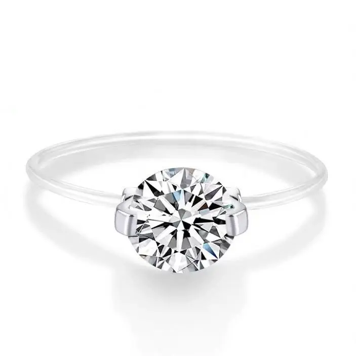 925 Silver Moissanite Ring with a Sense of Design, Light Luxury Transparent Line Invisible Mermaid's Tear Ring, Fish Line Diamond Ring for Women