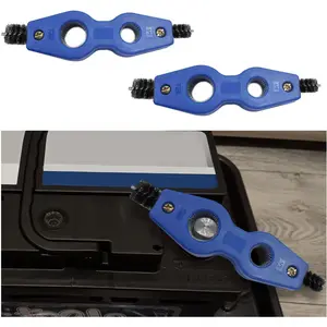 2 PCS Car Battery Terminal Cleaning Brush, 4 in 1 Anti-Rust Auto Battery Cleaner with Steel Wire, Universal Vehicle Battery Terminals Machine Parts Cleaning Tool Accessories (Blue)