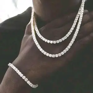 Moissanite Tennis Bracelet, 925 Sterling Silver, 3mm Round D Color VVS1 Tennis Bracelet, 6-7in, Jewelry Gifts For Women Men Girls Wife Mother woman pendant