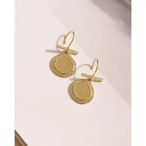 Luv AJ Pave Coin Hook Earrings