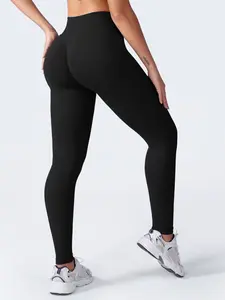 Women's Seamless High Elasticity Sport Yoga Pants, Compression Fitness Tights, High Waist Shaping Workout Leggings, Outdoor Indoor Wear