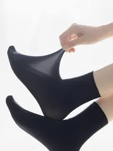 Women's Socks & Small Leather Shoes Set, Ice Silk Short Socks for Summer, Thin Mid-Calf Velvet Jk Match Mary Jane Shoes