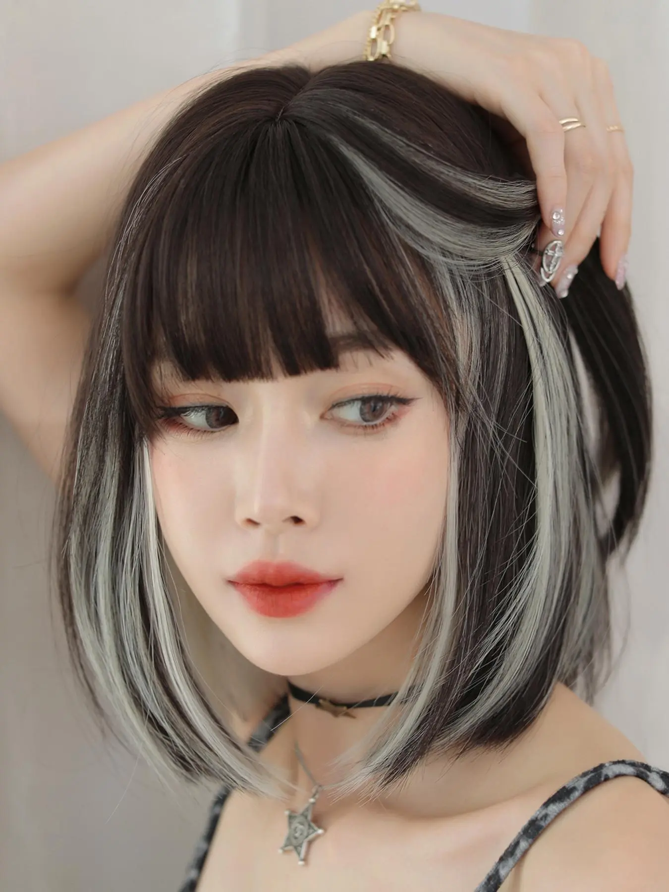 12 Inch Short Straight Wig with Bangs, Fashion Bob Wig for Women, Artificial Wig, High-density Heat Resistant Synthetic Hair Wigs for Girl Daily Part Use