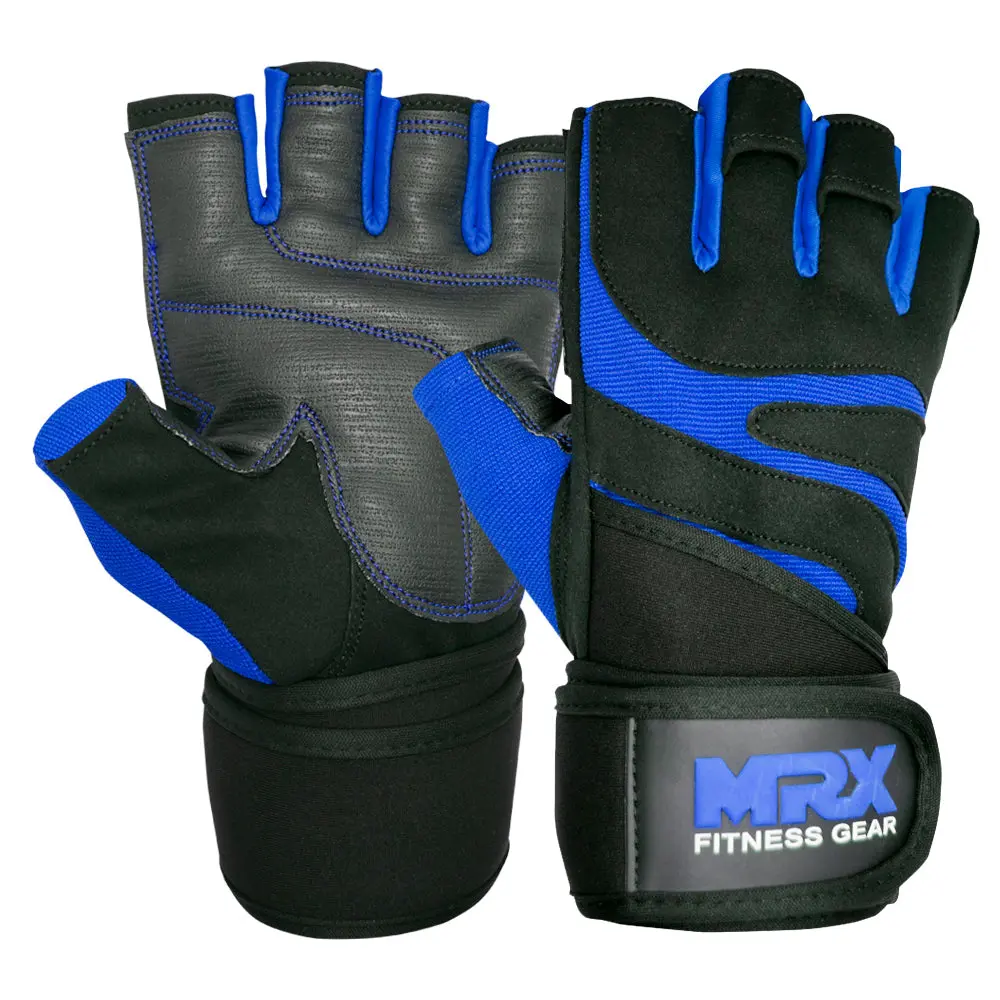 MRX BOXING & FITNESS Weightlifting Gloves for Men, Durable Amara Leather with a Breathable Grip and Extra-Long Wrist Wrap, Fitness Exercise Accessories, Weight Lifting, Gym, Wrist Support, Extra-Long Wrist Support Wrap