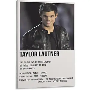 Taylor Lautner Actor Portrait Art Canvas Wall Art Poster For Room Aesthetic And Decor 5 Poster For Bedroom Living Room Bathroom Kitchen Office Decor