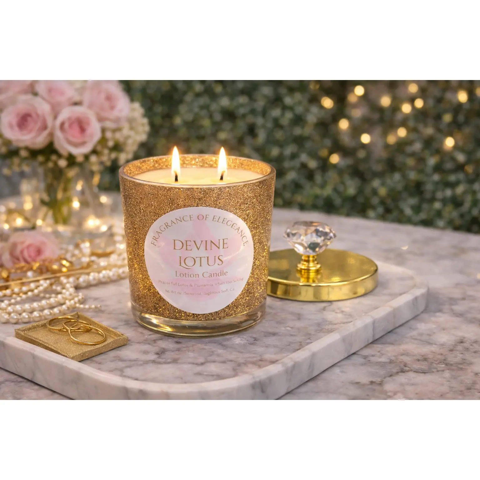 Divine Lotus Lotion Candle 15oz double wick 72 hour burn