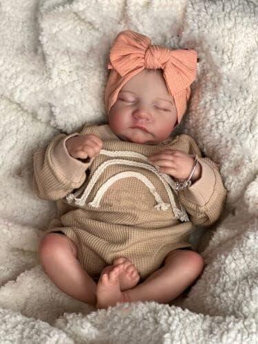 Reborn Baby Dolls 19 inch 48cm Cloth Weighted Body Vinyl Reborn Toddler Doll Asleep with Painted Hiar Lifelike Dolls That Look Real Child Toys with Outfit & Accessories  Christmas gift Stuffed