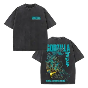 Godzilla King of the Monsters Graphic T-Shirt, Vintage Washed Black Crew Neck Unisex Tee