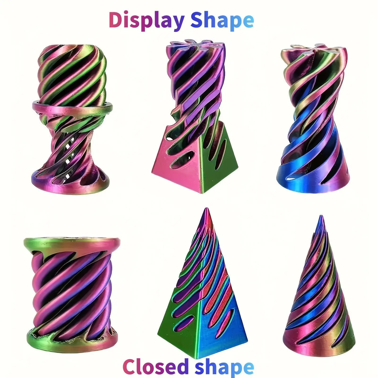 Multi-Design Impossible Spiral Pyramid Fidget Spinner, Flexible Stress Relief Sensory Toy, Sensory Stress Reliever, Rotating Desk Decor, Stress Relief Decoration, Stress Relief Fidgets, Ideal Gift for Kids and Teens