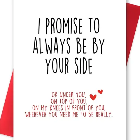 Halloween Fall Gift Funny Card with Envelope: Naughty Anniversary & Birthday Card for Boyfriend, Husband, Wife, Fiancee – 'I Promise to Always Be by Your Side