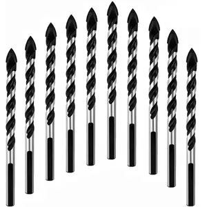 Multipurpose Drill Bits, 10- 6mm Multi-Material Drill Bit Set for Drilling in Tile, Glass, Concrete, Brick, , and Plastic, Tungsten Carbide Tipped Masonry Drill Bit Set for Wall Mirror