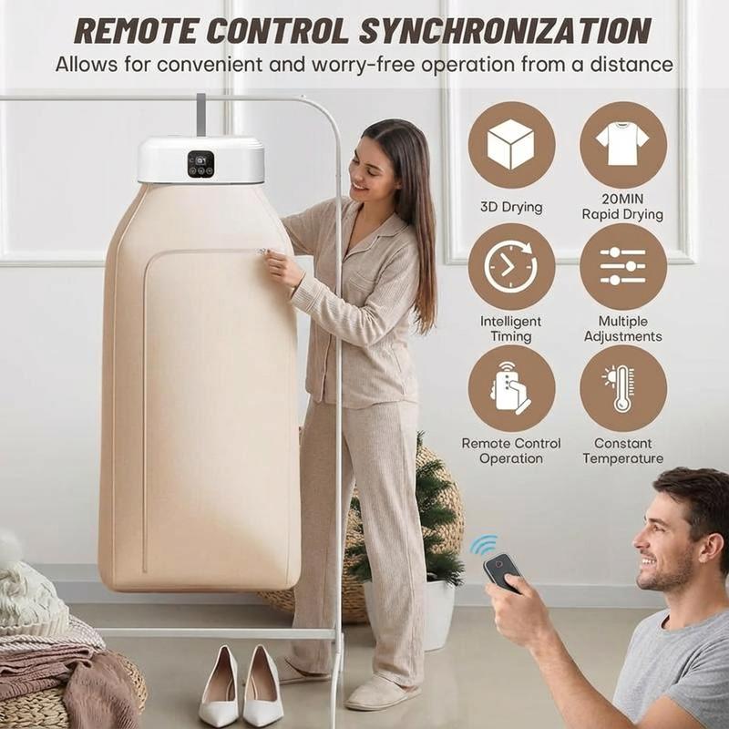 Mini Portable Clothes Dryer for Apartment, Dorm, RV & Travel, Easy-to-Use Compact Electric Dryer with Dryer Bag for Daily Laundry & Quick Drying