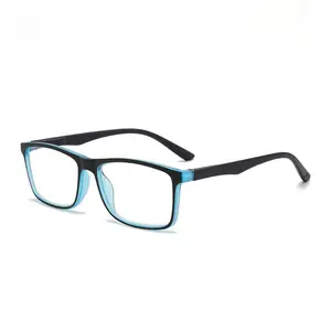 Ultra-weight Minimalist Reading Glasses Comfortable Wear Stylish Two-tone Design Non-slip Temple Blocking Progressive Full Rim Rectangular PC Material Carbon Fiber Anti Light sized Sunglasses Fit