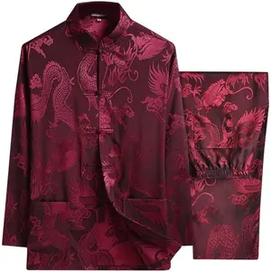Traditional Chinese Tang Suit for Men Kung Fu Uniform Shirt and Pants Traditional Hanfu Tai Chi Clothes