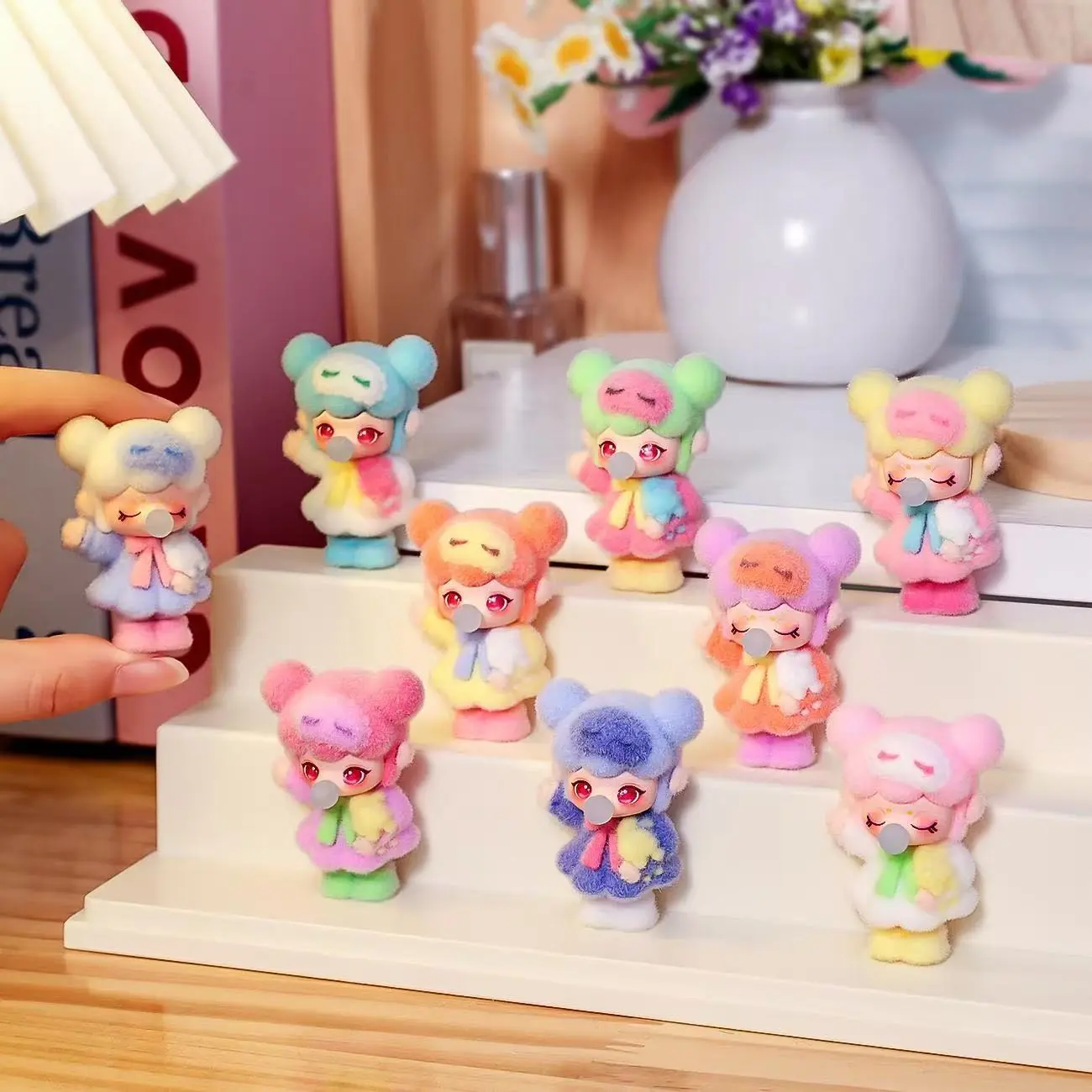 Pajamas blowing bubbles girl plush cute particle decoration cartoon desktop decoration toy fashion toy creative gift