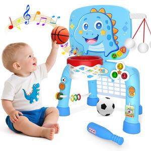 DADAPALS 3-in-1 Toys for 1 2 3 Years Old Boys Girls, Baby,Toddler Basketball Hoop & Soccer Goal & Baseball Sport Activity Center，Interactive Musical Sports Toys, Christmas Birthday Gifts for Baby Kids toddler  Educational Learning.