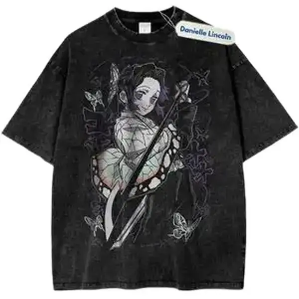 [Anime Character Name] Graphic T-Shirt - [Anime Series Title] Vintage Washed Oversized Tee, Streetwear Aesthetic Manga Apparel, Unisex Retro Cotton Top, Gift for Anime Fans, Trendy Gift for Him & Her